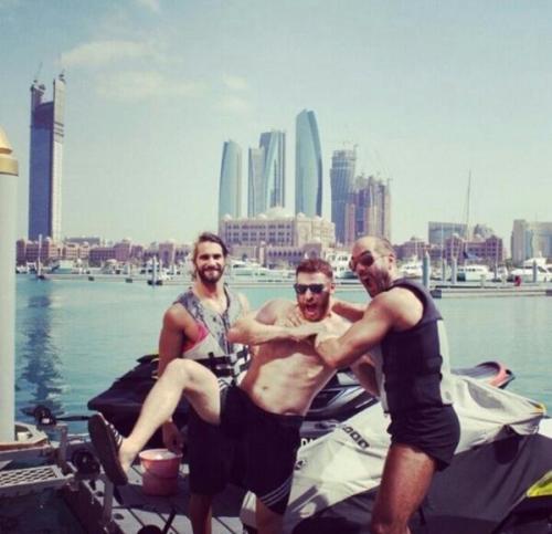 crazyaboutsethrollins:  Seth, Cesaro and Sami in Dubai jet skiing. Not my pics-credit to owner. 