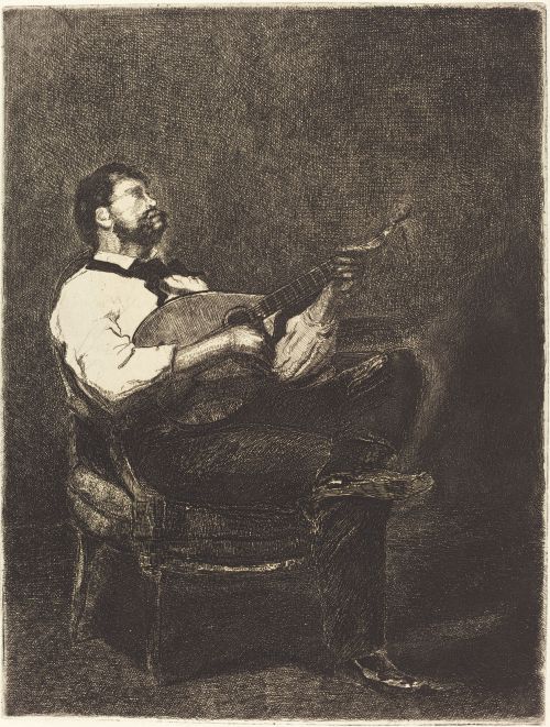 lefildelhorizon:François Bonvin, Guitar Player (Joueur de Guitare), 1861 The National Gallery of Art