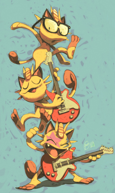 From that one time that Meowth became an 80s rock star…and wore glasses like that one member 