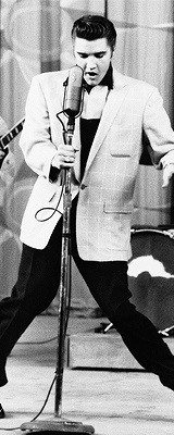 in-love-with-old-hollywood:  Elvis Presley performs the song ‘Hound Dog’ on The Milton Berle Show, June 5 1956. 