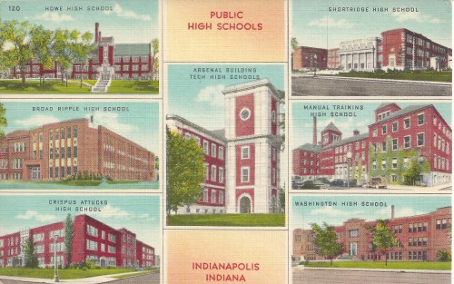 Postcards: Public High Schools, Indianapolis, Indiana, Circa 1940.