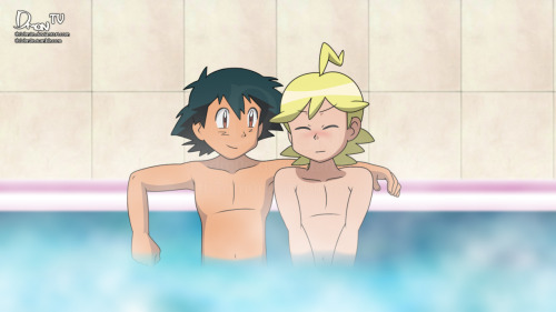 th3dm0n:  Ash Ketchum & Clemont - Bath Time   © Names & Characters are Copyrighted by Pokémon/Nintendo.No copyright infringement intended    