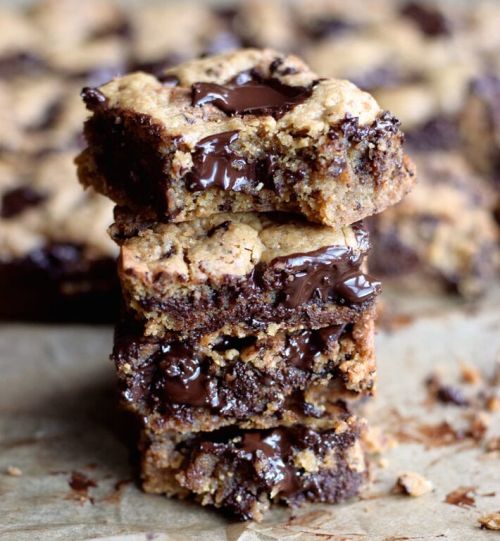 sweetoothgirl:CHOCOLATE CHUNK NUT BUTTER BLONDIES RECIPE