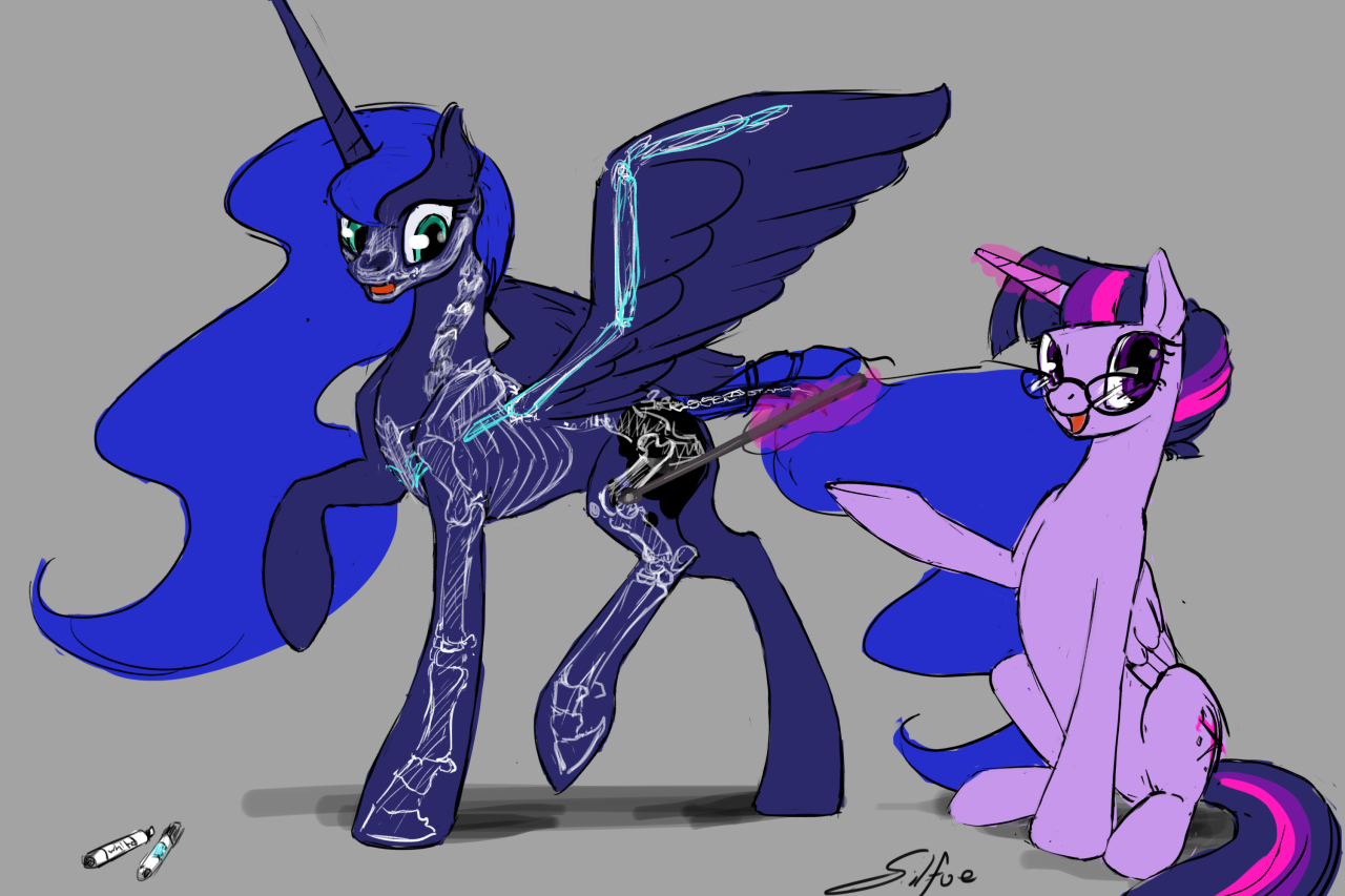 madhotaru:  lunadoodle:  Luna: Why me? Twi: You have the darkest coat of anypony