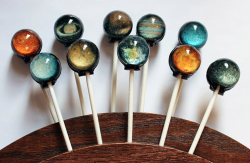 bella-illusione:  Solar System Hard Candy Lollipops By Vintage Confections