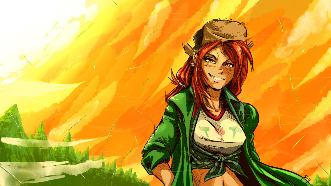 The &ldquo;Red Friday&rdquo; girl, drawn in my own style. Wallpaper-sized!