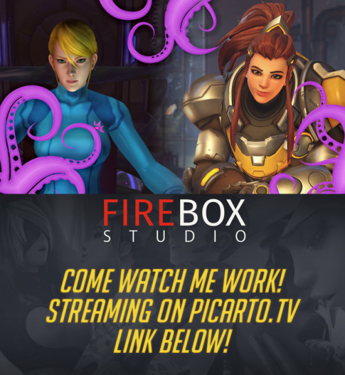fireboxstudio:  Streaming!! - Brigitte & Samus Tentacle cum kissing. https://picarto.tv/FireboxStudioCome watch me work and hear me talk absolute bollocks whilst getting moderately drunk xD, those who know my streams will know this is when it usually