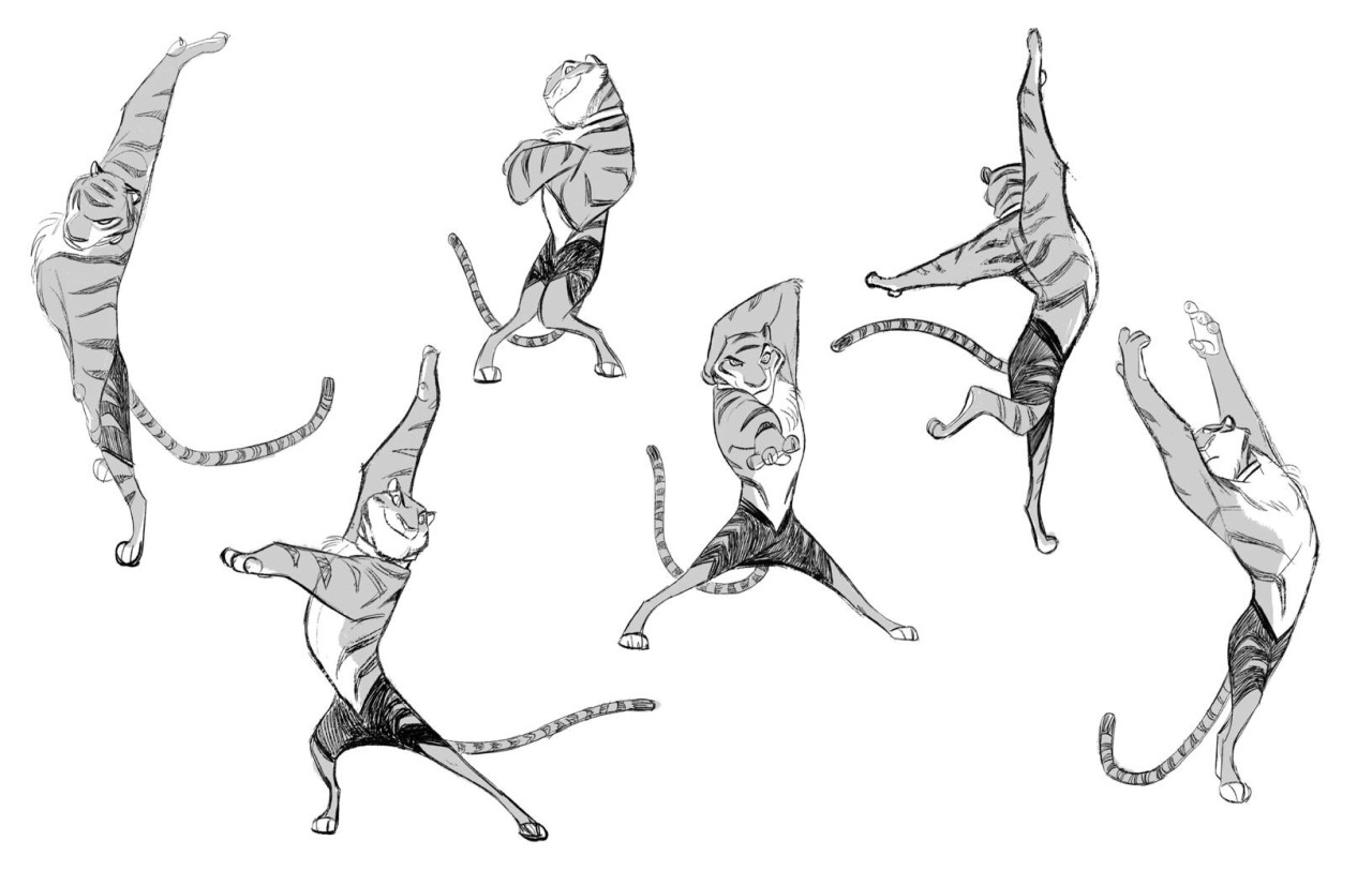 shiyoonkim:  Had fun doing these expressions and poses for the tiger dancers in Zootopia