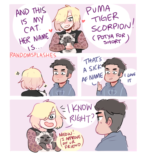 randomsplashes:  randomsplashes: you know your cat approves of ur best friend when he thinks her name is badass af (insp by this post) (redbubble!) bonus: looks like puma tiger scorpion’s super comfortable with her new human friend