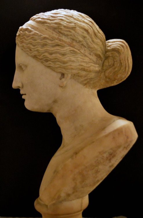 via-appia: Marble bust of a young goddess, possibly Aphrodite Roman, 30 BC - 100 AD (copy of a Greek