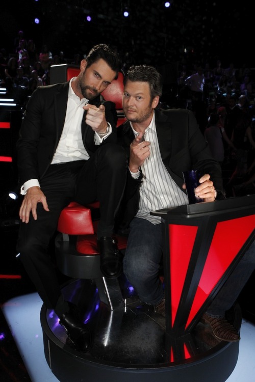 nbcthevoice: Adam and Blake just wanted to show that all is well with Shevine!