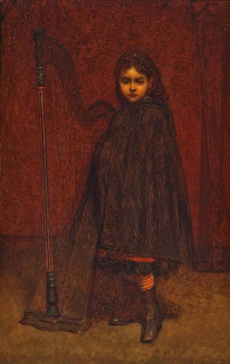 centuriespast:  Eastman Johnson (American, 1824-1906), The Little Harpist , ca. 1870, oil on panel T