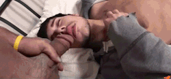 stratisxx:  This twink passed out drunk, only to wake and find the horse hung Arab daddy,  that he went home with the night before, throat fucking him.  That massive mushroom head barely fits into this boy’s mouth…not sure how much easier it’s going