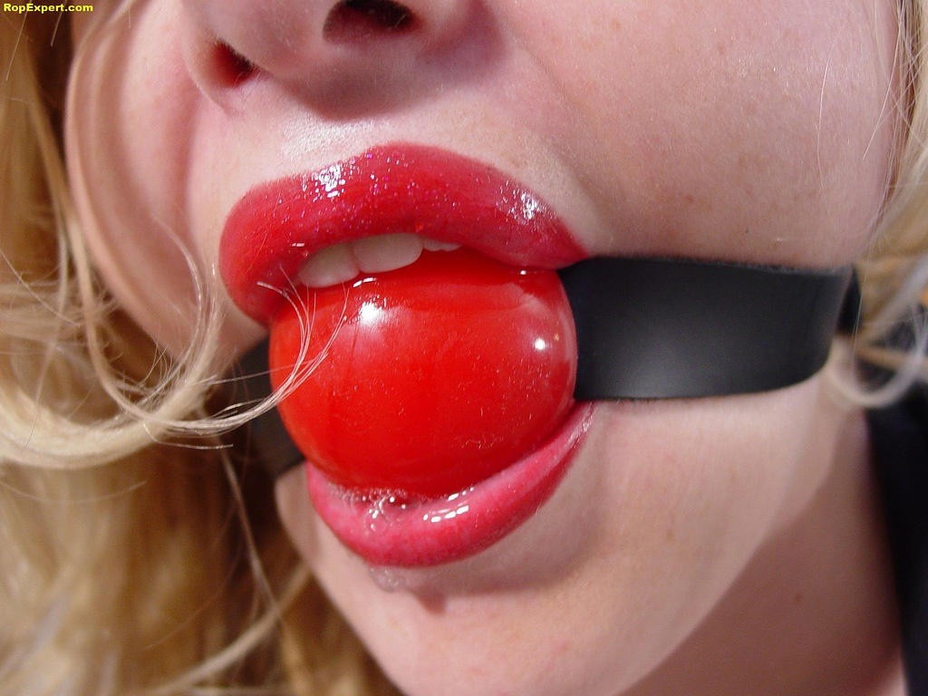 Red lips, red ballgag 