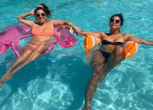 two @pinbabes, one pool (at Ace Hotel &