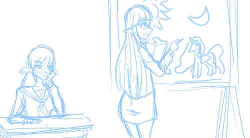  infinite-scratch said: twilight in a teacher outfit and dash in a sailor fuku? 