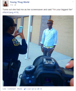 yoursus:  809212:  Young thug the solution to police brutality  Young thug is an idiot. Stop supporting this man.  who is this young thug character and why are the police taking pictures of him and not beating him?