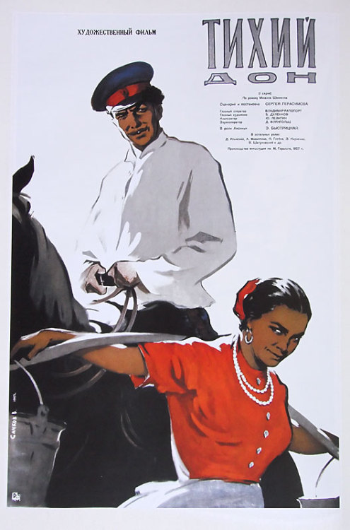 ruscatontheroof:Soviet movie posters (1957)Советские киноафиши 1957 года“Летят журавли”,  “Тихий Дон