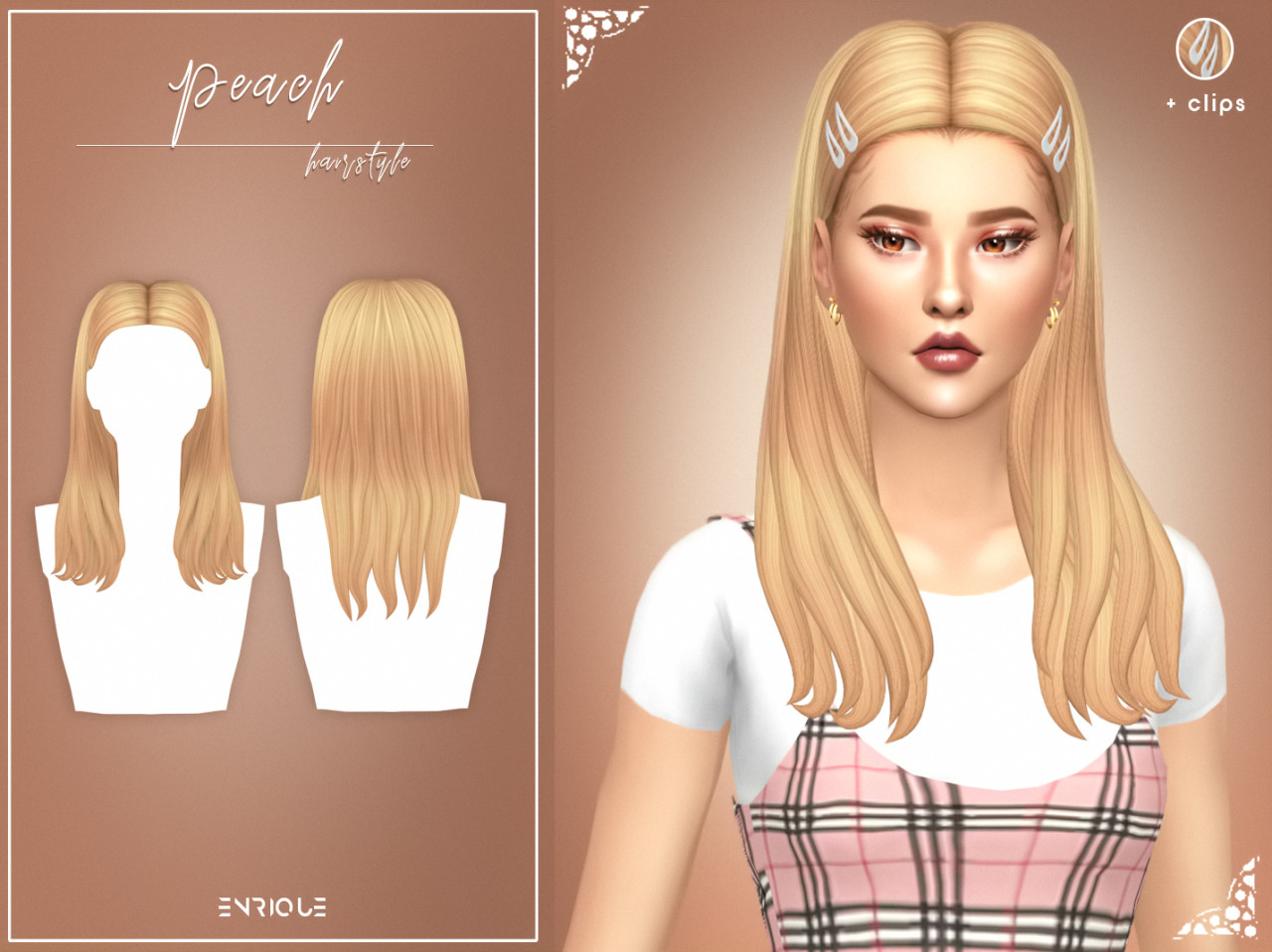 [EnriqueS4] Peach Hairstyle• New Mesh
• 18 EA Swatches
• All Lods
• Base Game Compatible
• Include Clips (Hat Category) 25 Swatches (Palette credits to @ayoshi)
• Works with hats
• Teen to Elder
• Hope you like it!
• Date for free release:...