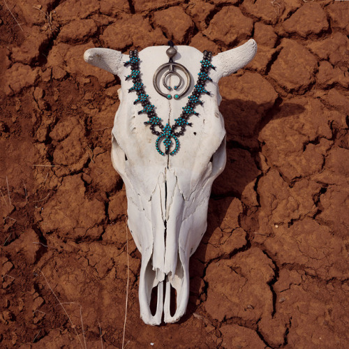 Skull with Zuni squash blossom necklace and Najawww.ddranchwear.com/collections/abiquiu