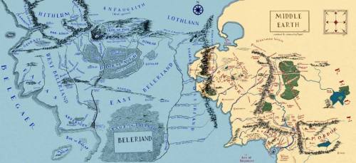 arrogantemu: wanderingswallow: Finally, a decent overlay map of Middle Earth and Beleriand! I had no