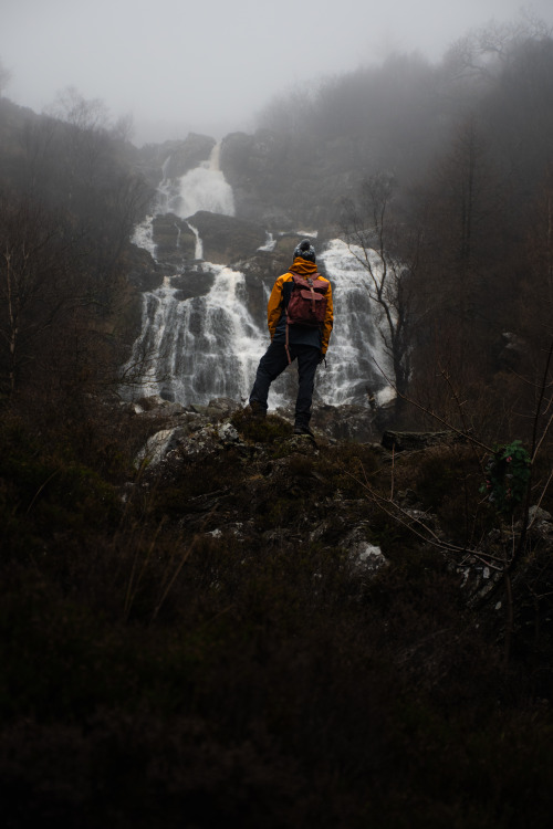 Watching the fog descend over Rhiwargor Waterfall