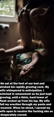 Myeroticbunny:   He Sat At The Foot Of Our Bed And Stroked His Rapidly Growing Cock.