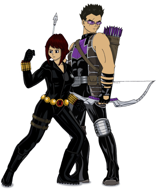 Final Draft Of Yamcha As Hawkeye & Ichigo As Black Widow. I Also Have Them Separately Too.