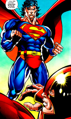 jthenr-comics-vault:  Superman vs. Juggernaut Marvel Versus DC #1 (Feb. 1995)Art by Dan Jurgens &amp; Josef RubinsteinWords by Ron Marz 