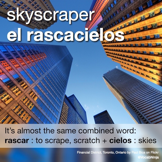 Daily Spanish Word With A Hint Mnemonic Mem Mental Nudge Skyscraper El Rascacielos It S Almost The Same Daily Spanish Word With A Hint Mnemonic Mem Mental Nudge Skyscraper El Rascacielos It S Almost The Same