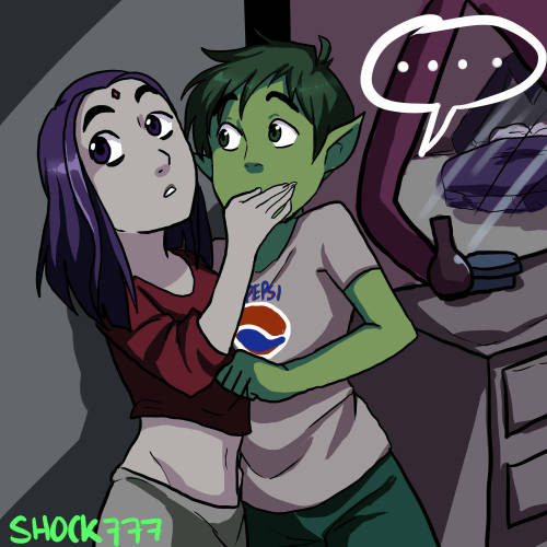 shock777:BBRAE WEEK Day 1-Midnight I have this idea that beastboy and raven do cute cuddly