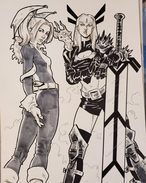 Still catching upnon #commissions. This is a wrap on #inkdrawing of #kittypryde and #Magik with #Loc