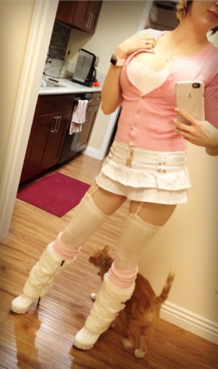 bimbofication-of-little-slut:  A cute little outfit I wore around town with Daddy -ls