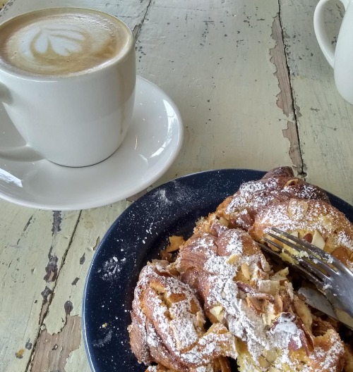 Sometimes you need a Cou Cou Rachou Lavender Latte and a big Crunchy Almond Pastry in Cville, Virgin