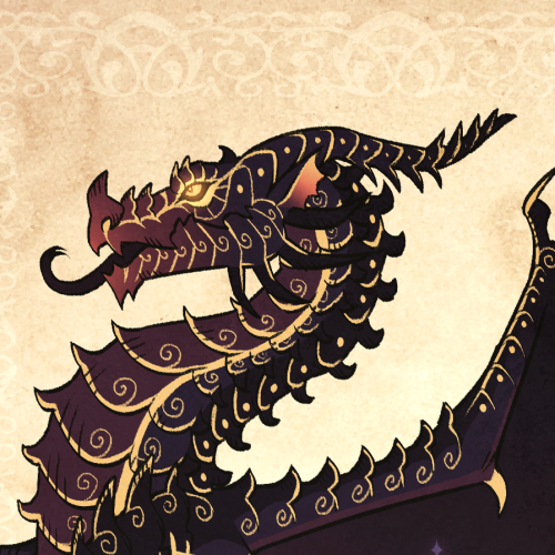 dragon-grunkle:not fr but still dragons, commission of @linsaangs‘ dragon in a heraldry-inspired sty