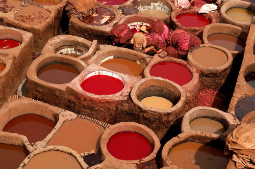 Morocco.Fez.Tanneries at old Medina