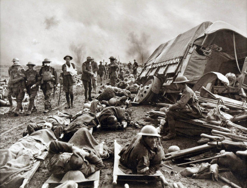 collectivehistory: Wounded Allied soldiers after the Battle of Menin Road Ridge, 1917