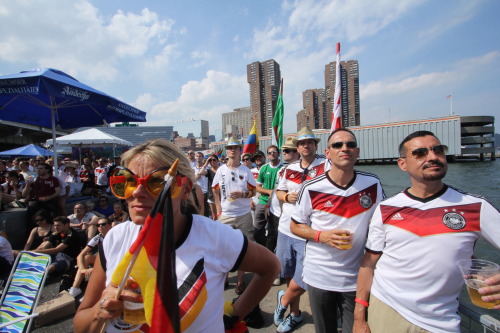 World Cup 2014. Germany 7 - Brazil 1  8 July 2014, 4:00 pm. Zum Schneider Outdoor Viewing Party, Kips Bay
We stood in a parking lot adjacent to the East River, which was renovated to a biergarten by the German restaurant Zum Schneider, who even have...