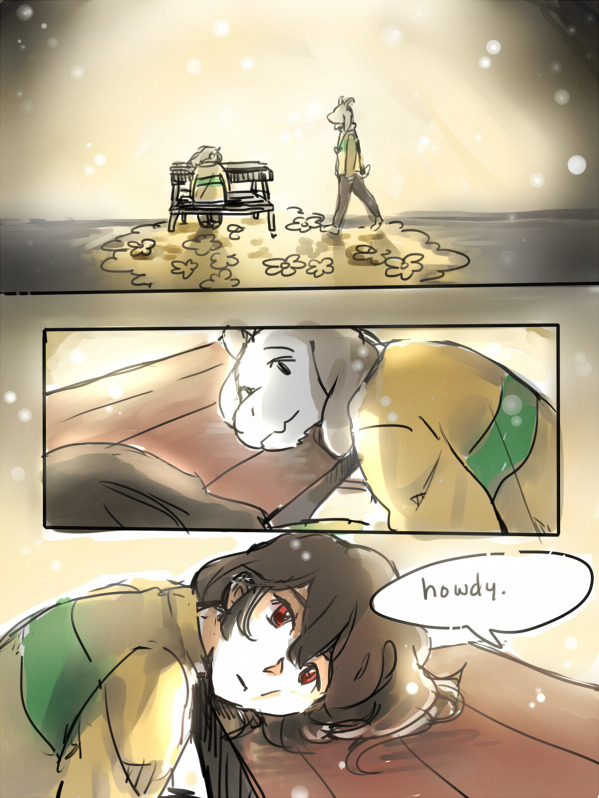 blossyay:  I just wanted to draw something bittersweet :’3 Chara waiting for Asriel,