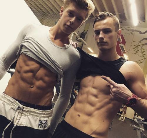 belamiofficial:Gym bros #HoytKogan #ChristianLundgren #BelAmi #fitness #model #gaymodel #fitnessmodel #malemodel #abs #fit #friends