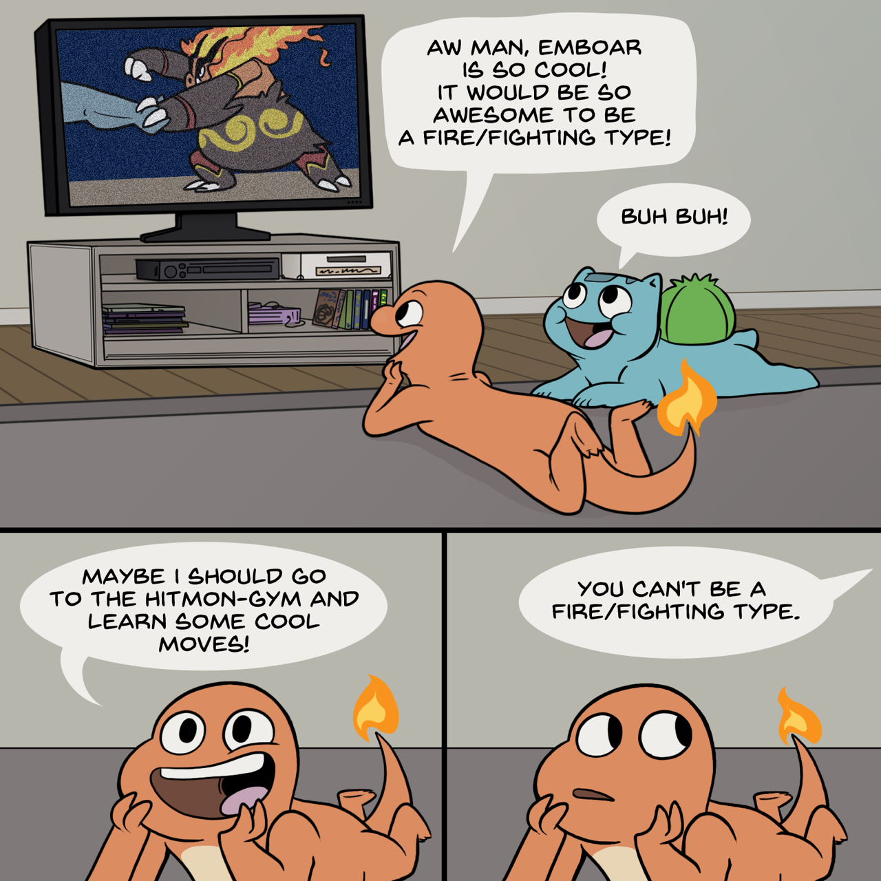 nekoama:   The Harsh Truth  Don’t bring up Dragonite around Charizard, he’s still