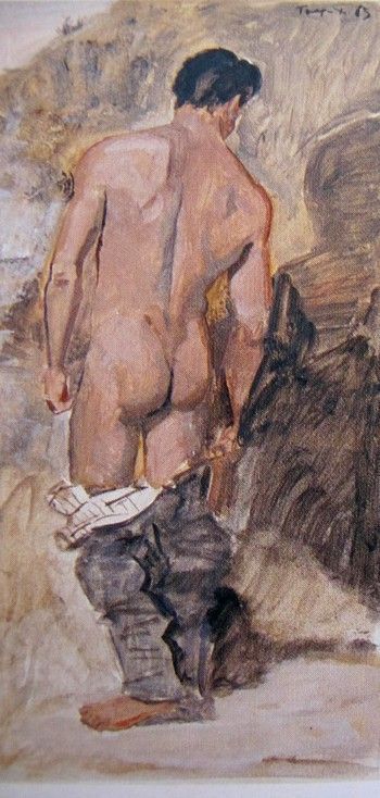 Mea-Gloria-Fides:bather Undressing: Yannis Tsarouchis, 1963