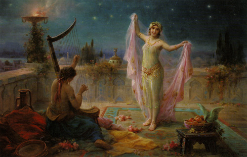 pictorial-poetry:  “Moonlight Serenade” - Hans Zatzka. 