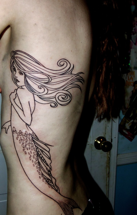 fuckyeahtattoos:  Hector Daniels; Park City Tattoo, Bridgeport, CT. Single-handedly the most incredible artist I’ve ever met.    mermaids represent wild freedom, rebellious spirits and ferocious independence (they can never be contained and frequently