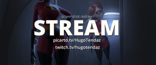 Screenshot redraw stream of Helen Parr from the Incredibles commissioned by @odie1049.  Join us on stream -  Picarto or Twitch