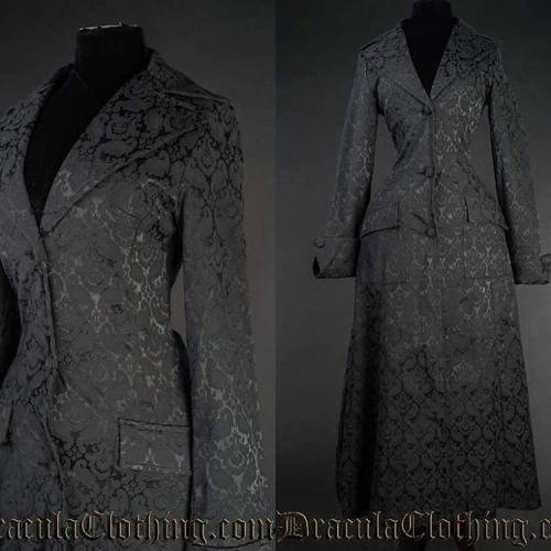gothiccharmschool:draculaclothing:We have a new beautiful brocade coat with real pockets www.dracula
