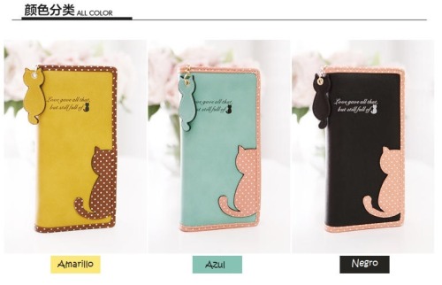 Cat Appliqué Long Wallet - $19.00