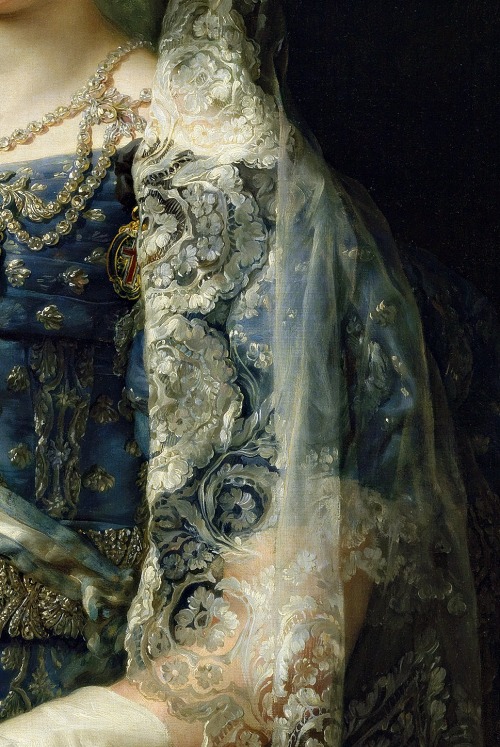 sadnessdollart:María Cristina de Borbón-Dos Sicilias, Reina de España, Detail.by Vicente López y Por