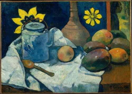 met-european-paintings: Still Life with Teapot and Fruit by Paul Gauguin, European PaintingsMedium: 