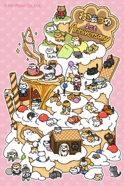 ginaiza:  Neko Atsume 1st Anniversary illustration!! 